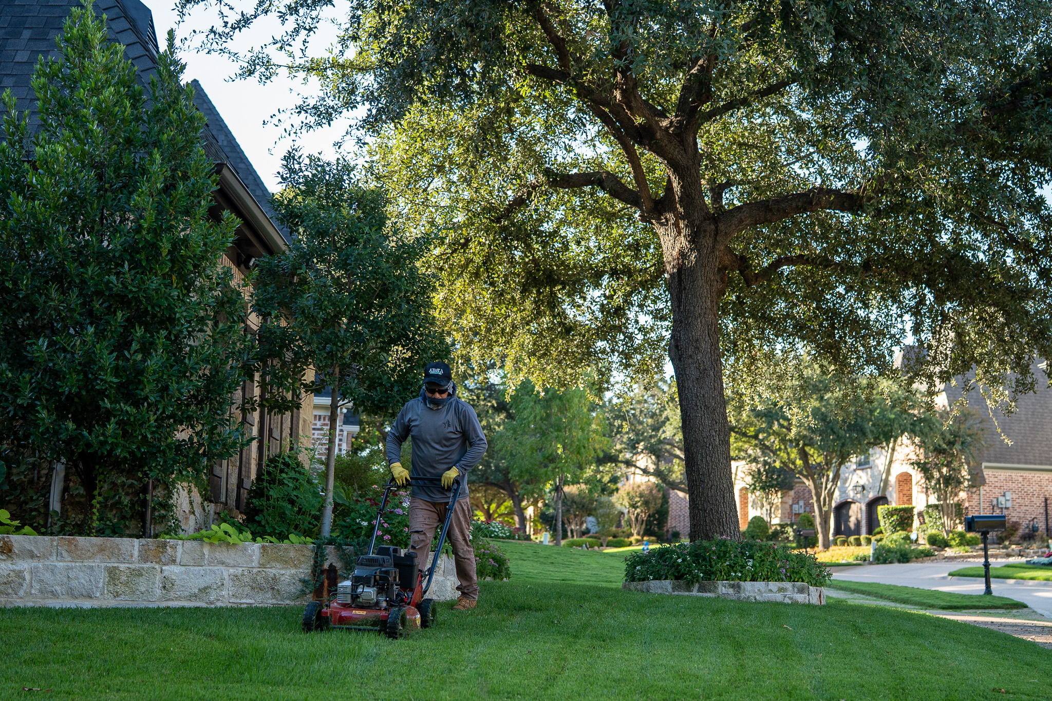 True Star crew mowing commercial property